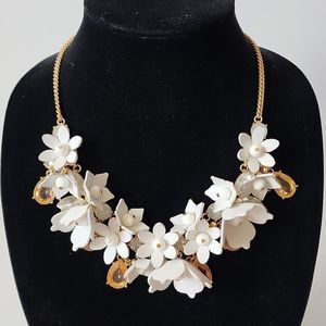 Rare J Crew Leather Flower Necklace